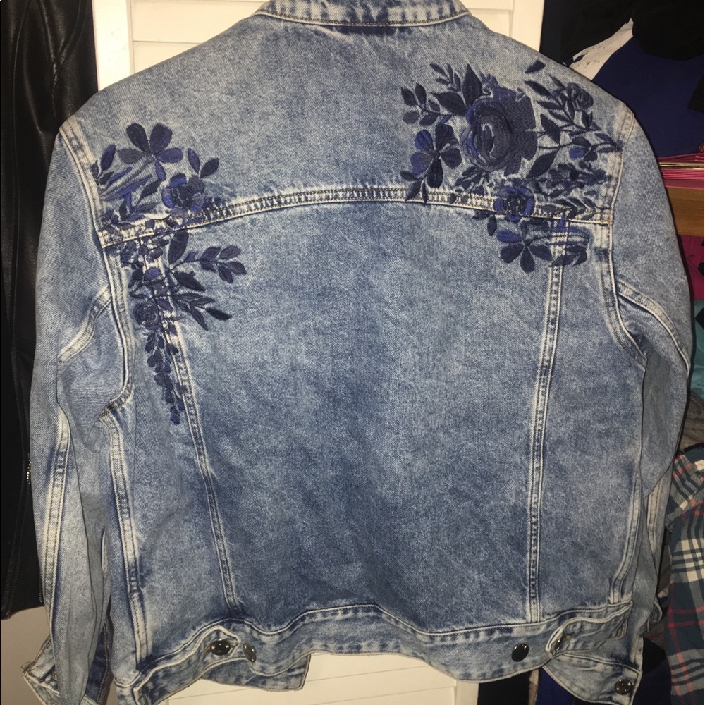 H&M Jean Jacket with flower embroidery
